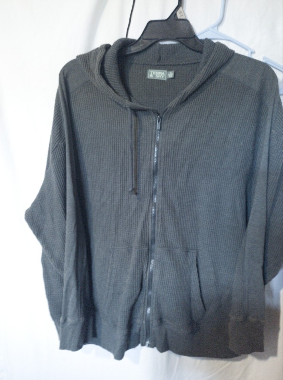 Terra & Sky Charcoal Hooded Zip-Up Sweater
